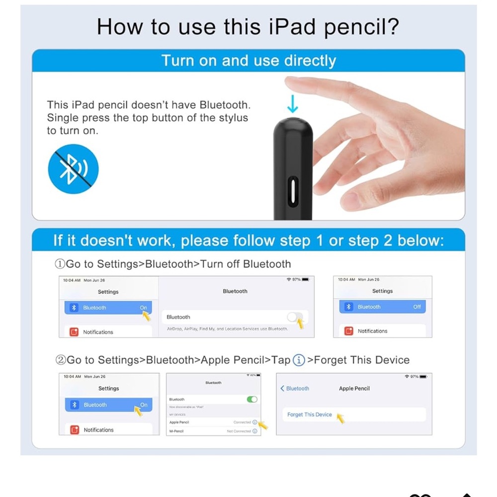 Stylus Pen for iPad 13min Fast Charge Palm Rejection Tilt Sensitivity - Picture 5 of 9